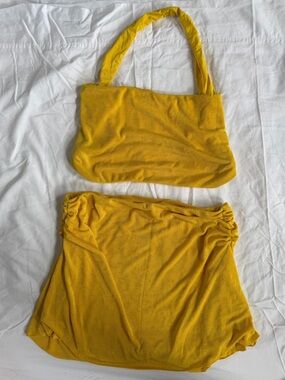 Oh Polly Mustard Yellow Two-Piece Skirt Set